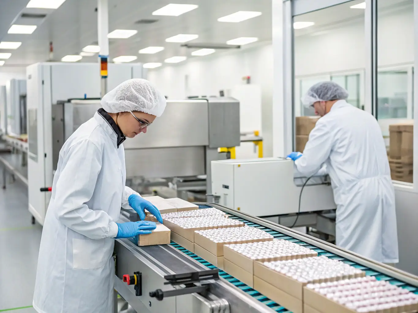 An image of a Landerlan Gold supplement being manufactured in a state-of-the-art pharmaceutical lab, emphasizing the pharmaceutical-grade quality.